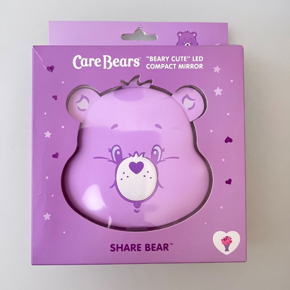 Brand New Care Bears Beary Cute Compact LED Mirror Share Bear Purple
